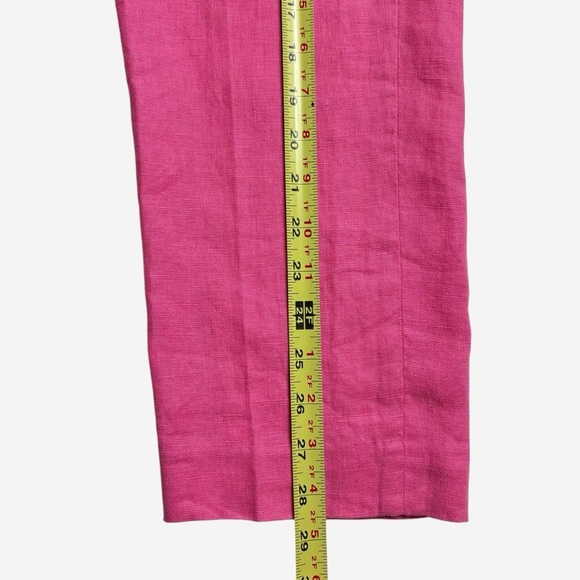 Boden Linen Ankle Pants Size 2L Straight Leg Trouser Sangria Sunset Pink 2 Tall - Picture 12 of 15